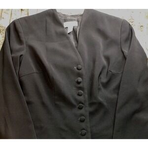 Talbots Dressy Blazer Suit Jacket Tailored Button Front Black Wool SIZE 6 USA